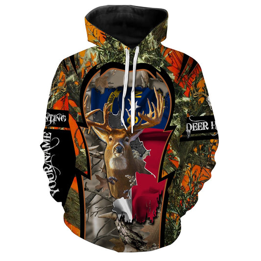 North Carolina Deer Hunting camo Customize Full printing flag Hunting shirts for men, women and kids - IPH2101