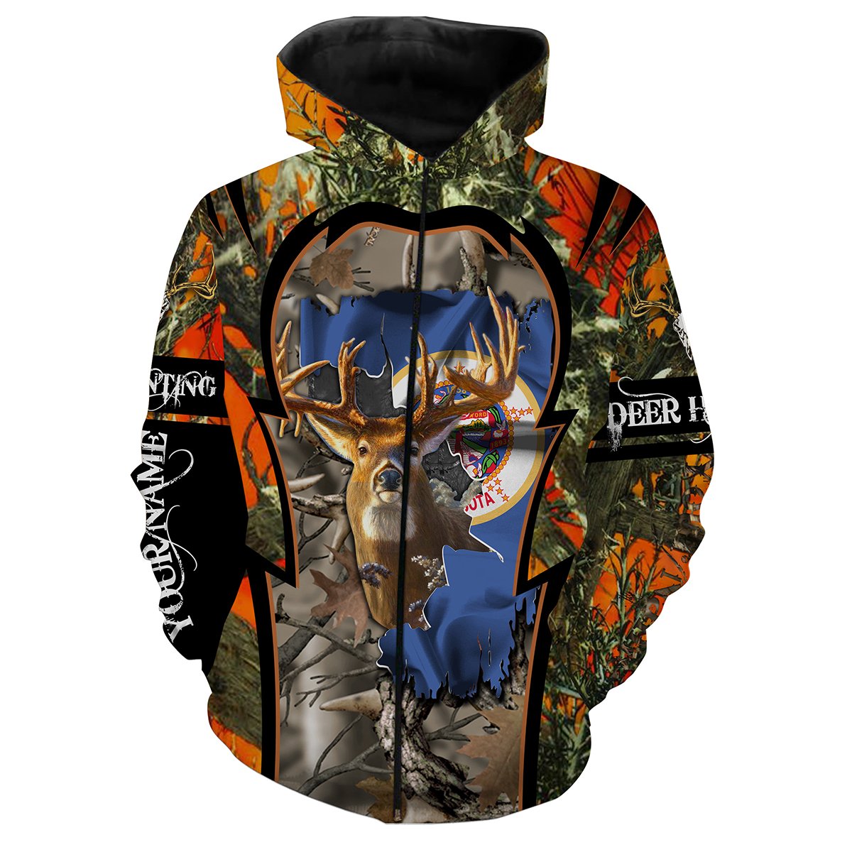 Minnesota Deer Hunting orange camo Customize 3D All over printed flag Hunting shirts for hunters - IPH2102