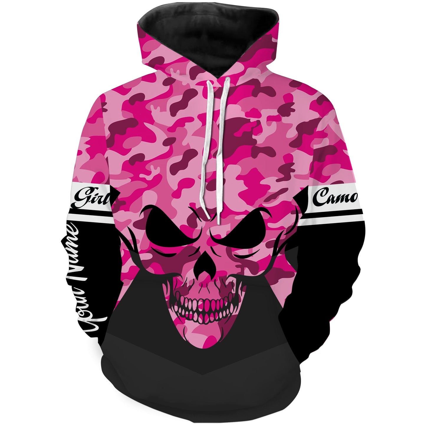 Pink camo girl Skull camouflage Custom Full printing shirts various styles to choose Hoodie Hoodie