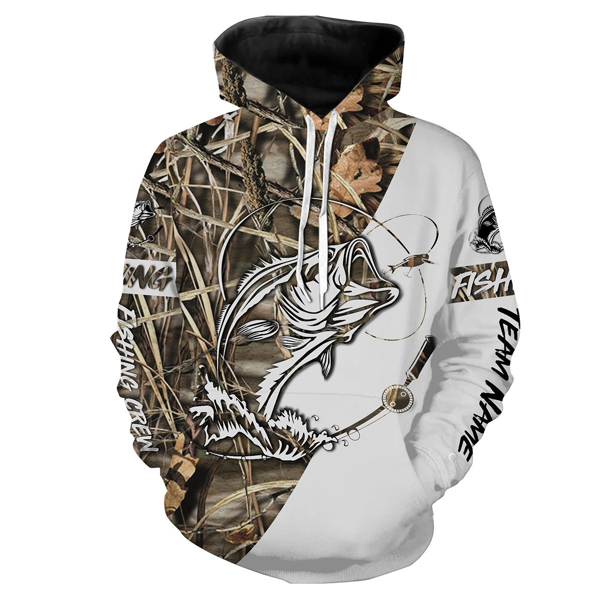 Bass Fishing Crew Fishing tattoo tree camo Customize name All over print shirts - personalized fishing apparel for Fishing Team - IPH1241 Zip up hoodie