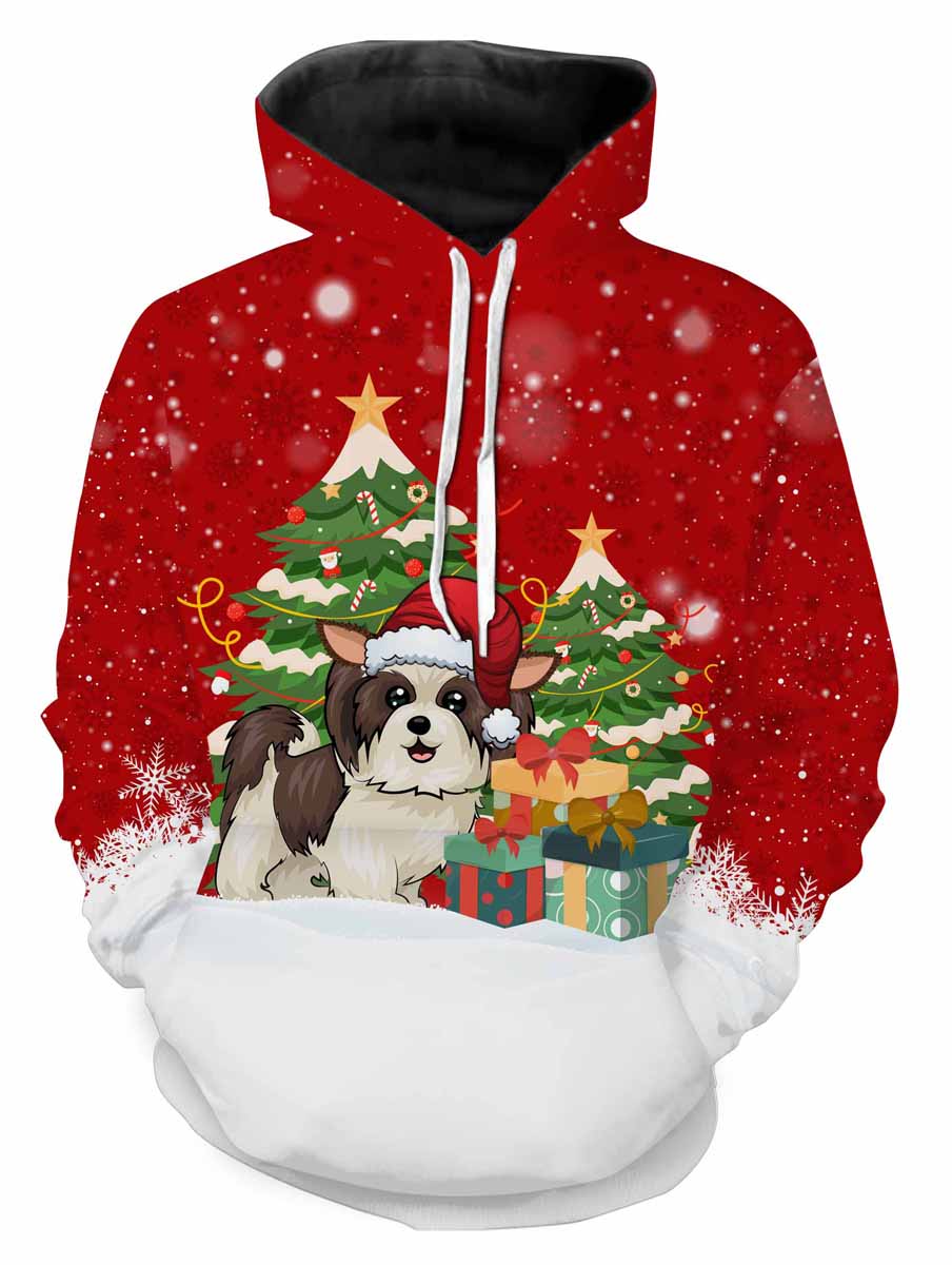 Christmas Cute funny Shih Tzu dog puppy all over print hoodie shirt - IPH527