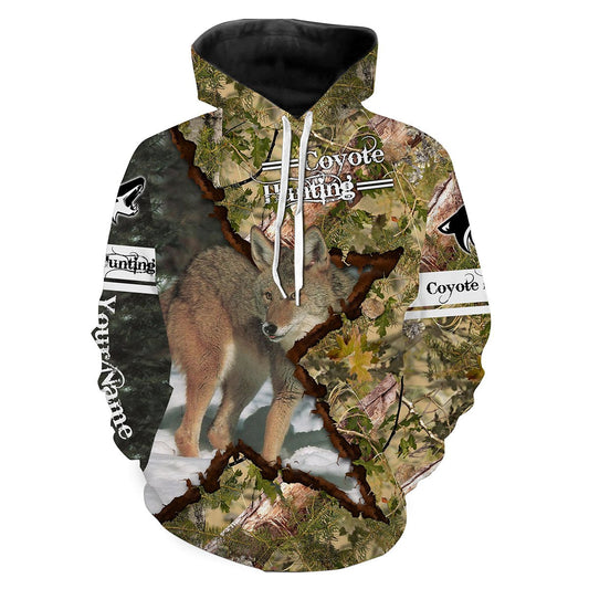 Coyote Hunting Camo Customize name 3D All over print shirts - personalized hunting apparel gift for men Hoodie