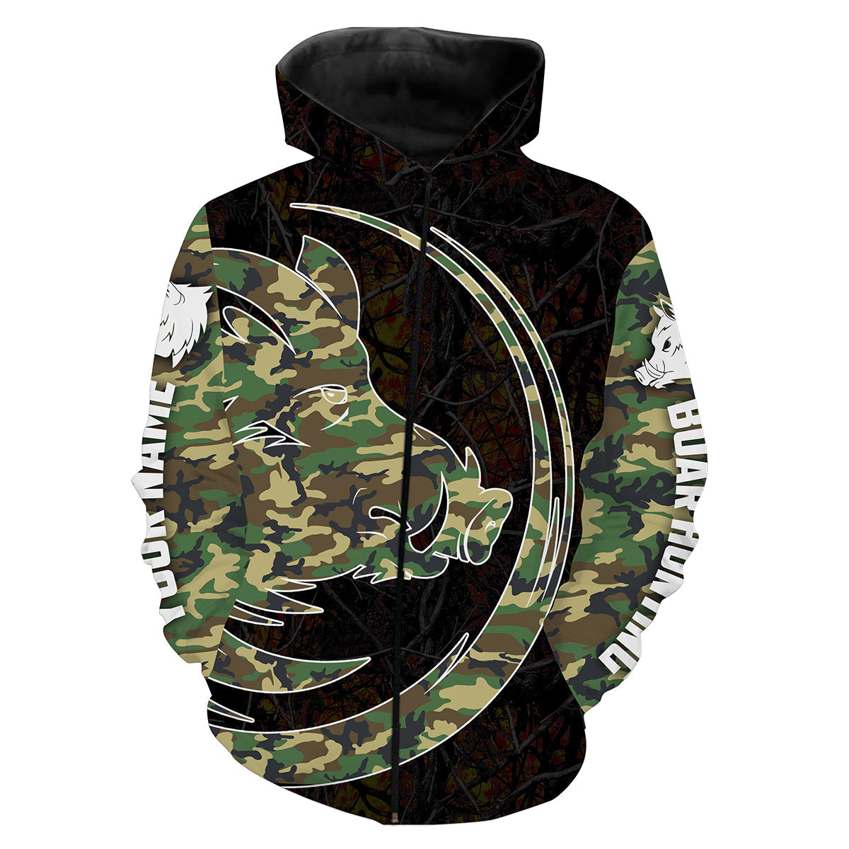 Boar Hunting Camo Custom All Over Print Shirts  Zip Up Hoodie Zip Up Hoodie