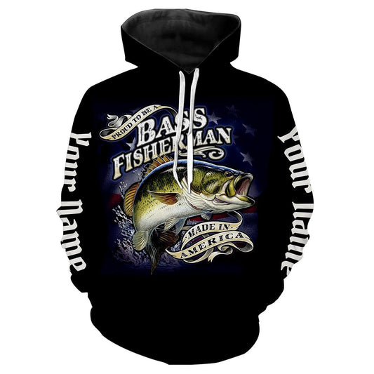 Bass Fisherman Fishing Customize Name All Over Print Shirts  Hoodie Hoodie