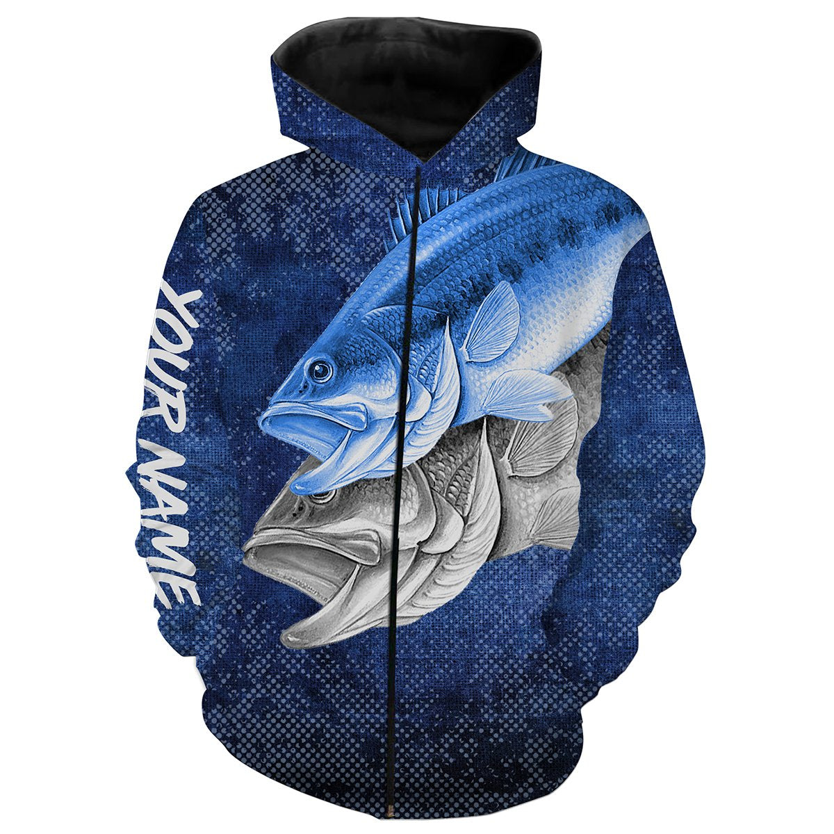 Bass Fishing Camo Personalized All over printed performance Fishing Shirts on fishing season - IPH1258 Zip up hoodie