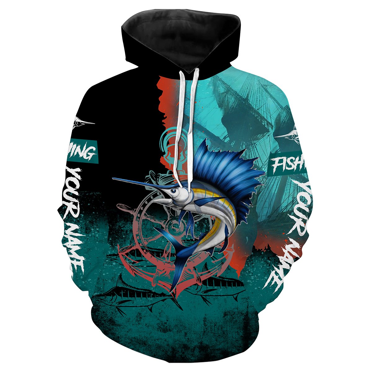 Sailfish fishing Customize name All over print shirts - personalized fishing gift for men and women - IPH1011 Hoodie