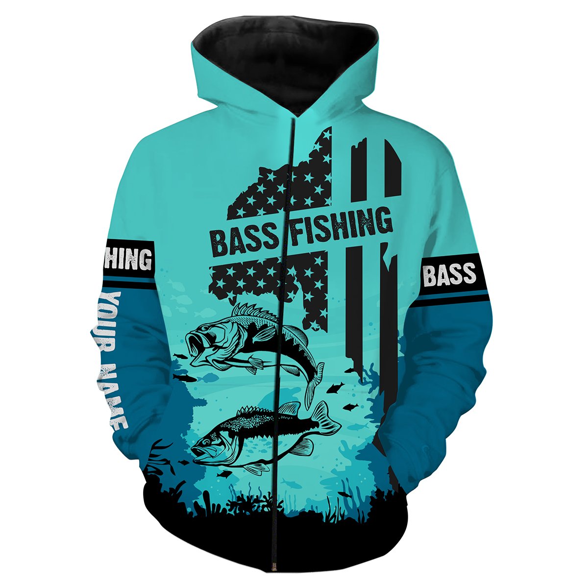 Bass Fishing American Flag Patriot Customize name All over print shirts - personalized fishing gift for men