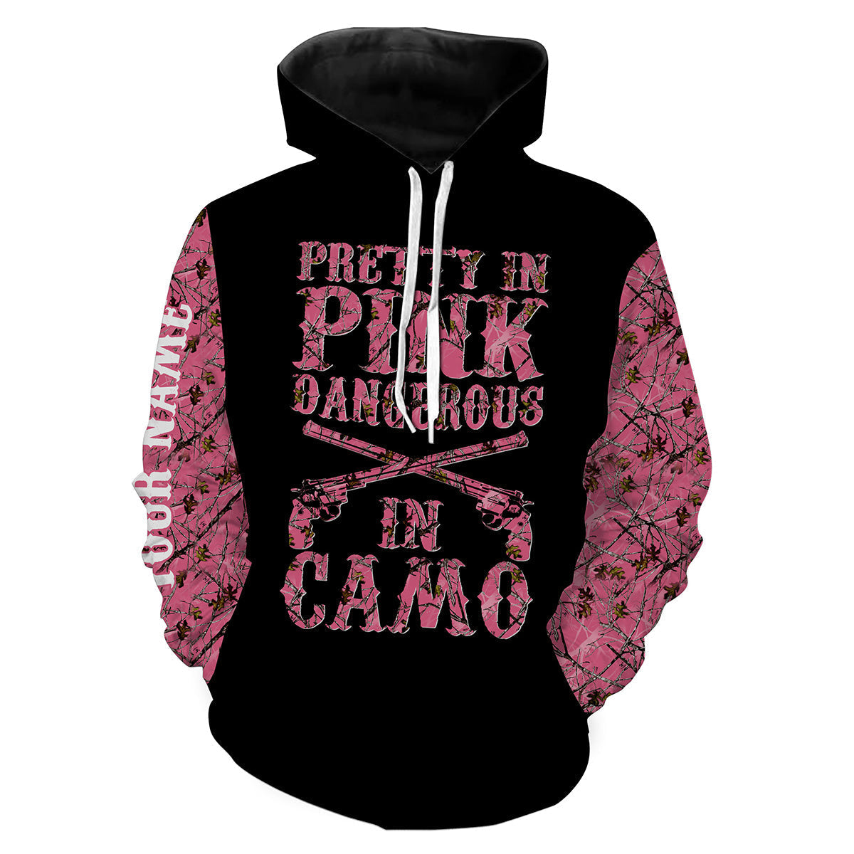 Pink Camo Country Girl Custom All Over Print Shirts Saying "Pretty In Pink Dangerous In Camo"  Hoodie Hoodie