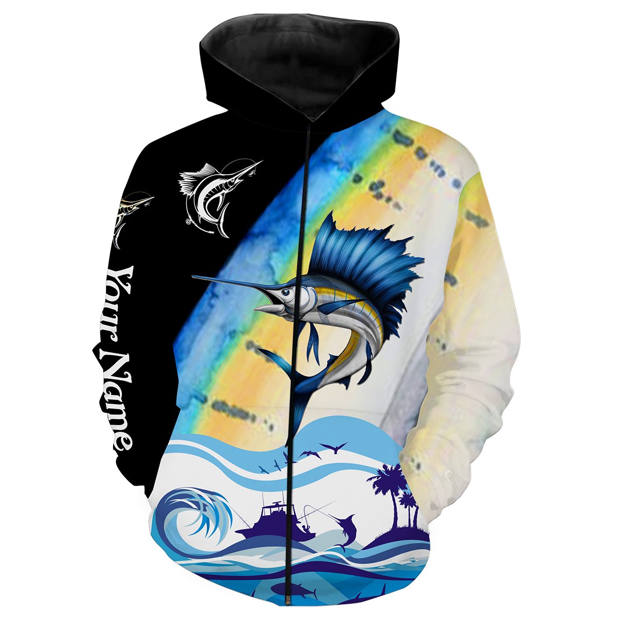 Sailfish Fishing scale Customize name All over print shirts - personalized fishing gift for men and women - IPH1028 Zip up hoodie