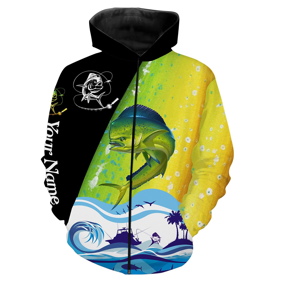 Mahi Mahi Fishing scale Customize name All over print shirts - personalized fishing gift for men and women - IPH1029 Zip up hoodie