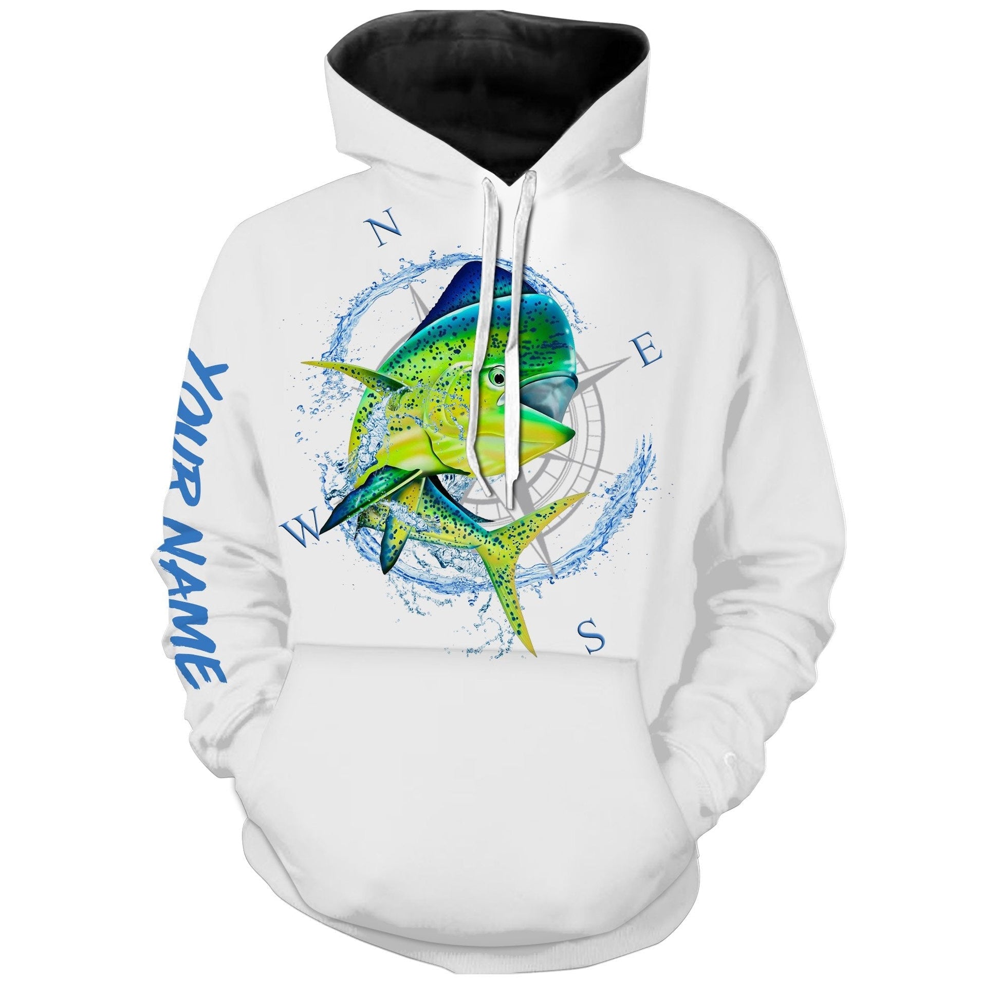 Mahi Mahi (Dorado) Fishing Compass Custom Name All Over Print Shirts  Hoodie Hoodie