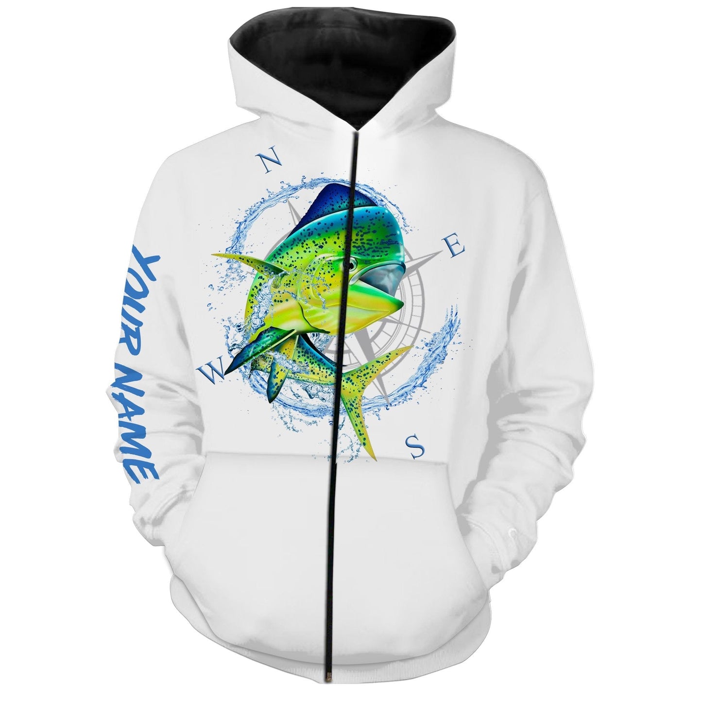 Mahi Mahi (Dorado) Fishing Compass Custom Name All Over Print Shirts  Zip Up Hoodie Zip Up Hoodie