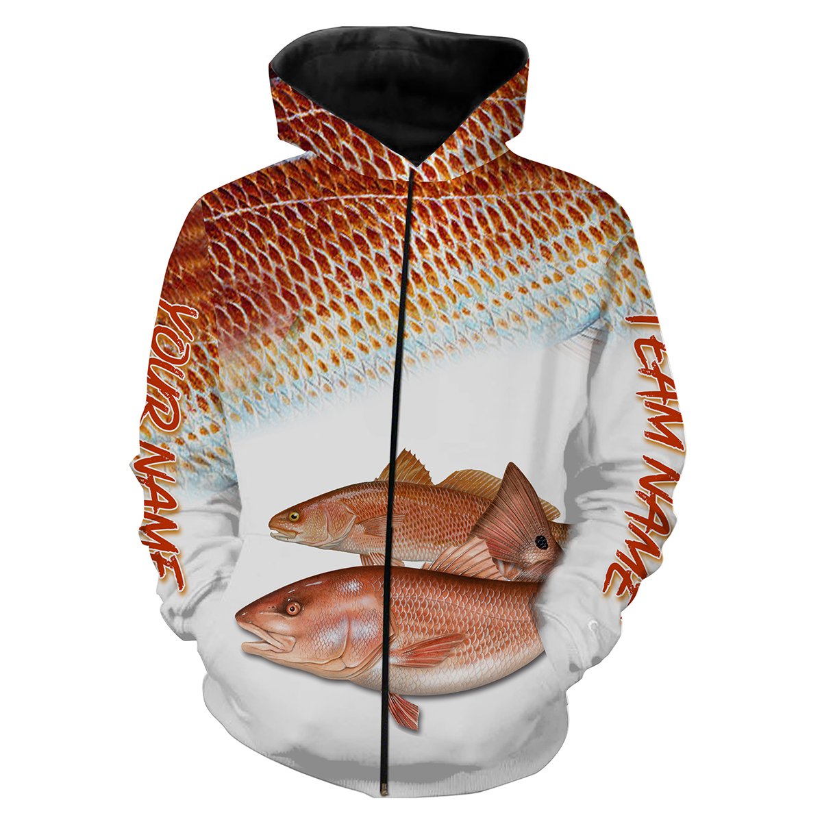 Redfish Puppy Drum Fishing Customize name All over print shirts - personalized fishing apparel for Fishing Team - IPH1039 Zip up hoodie