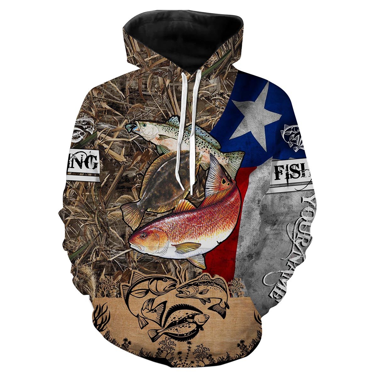 Texas Slam Flag Fishing Custome Name 3D All Over Printed Shirts Personalized Fishing gift For Men Hoodie