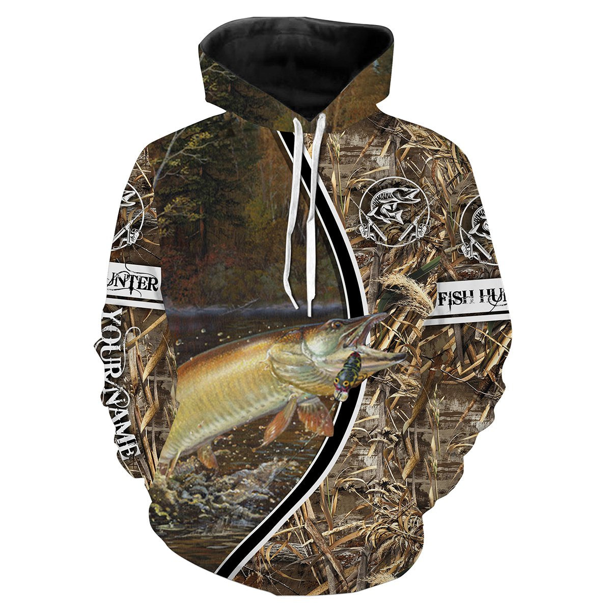 Musky (Muskie) Fishing Fish Hunter camo Custom name All over print shirts - fishing gift for men