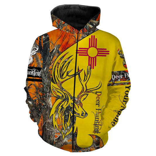 NM Deer Hunting Orange Camo shirts New Mexico Flag Custom 3D All over print T shirt, Long sleeve, Sweatshirts, Hoodie,etc, styles to choose - unique Hunting gift for men, women and kid - IPH1340