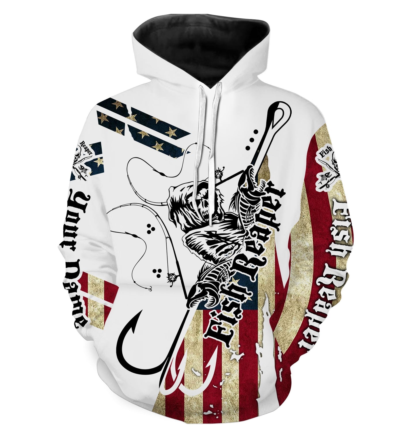 Fish reaper American Flag Custom All over print Hoodie Fishing Shirts