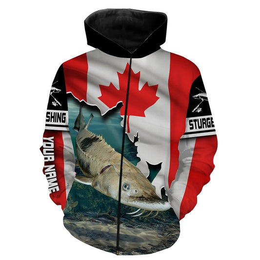 Sturgeon Fishing 3D Canada Flag Patriot Custom name All over print shirts - personalized fishing gift for men and women - IPH1456