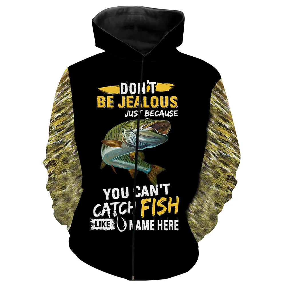 Musky Fishing Scale Customize Name All Over Print Shirts  Zip Up Hoodie Zip Up Hoodie