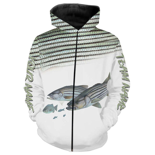 Striped Bass (Striper) Fishing Customize name All over print shirts - personalized fishing apparel for Fishing Team - IPH1040 Zip up hoodie