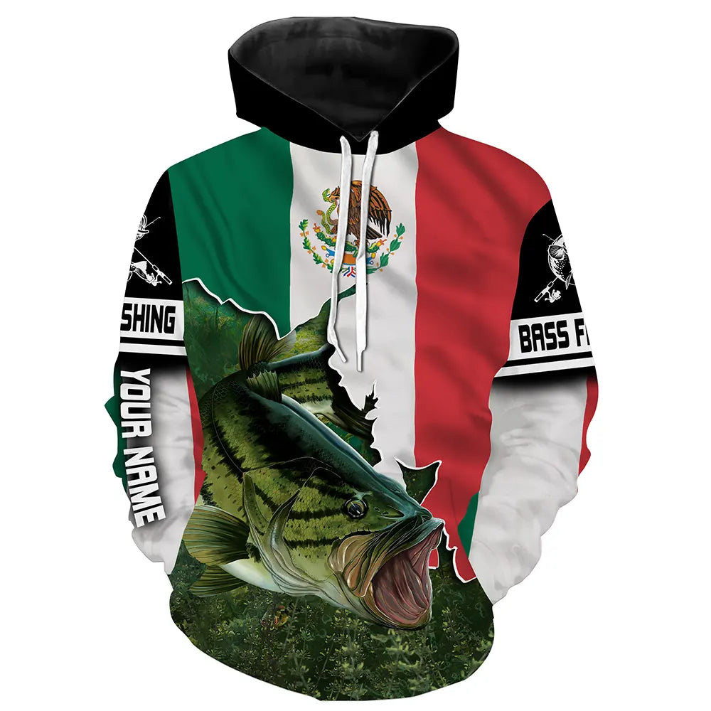 Bass Fishing Mexico Flag Custom All Over Print Shirts Hoodie