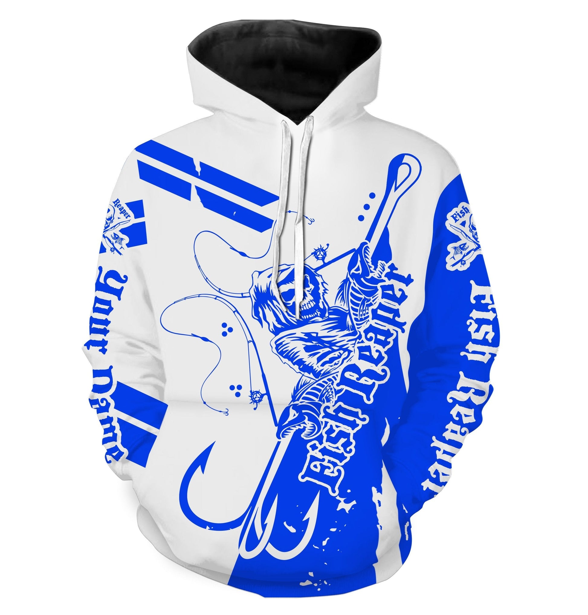 Fishing Fish reaper Fish skull Custom All over print Hoodie Fishing Shirts Fishing apparel | blue - IPHW1522