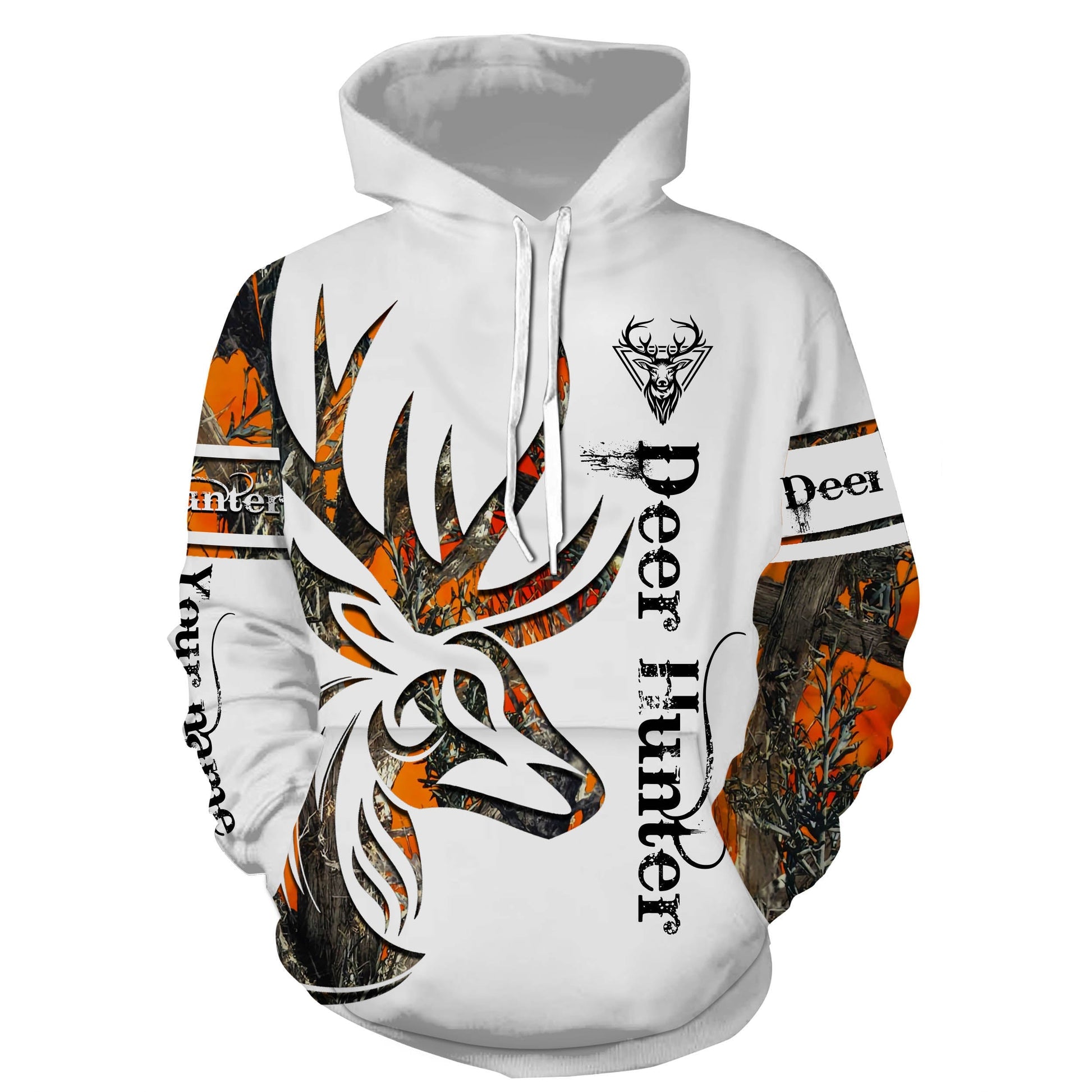 Deer Hunting Orange Camo Custom name All over print shirts - personalized hunting gift for men Hoodie