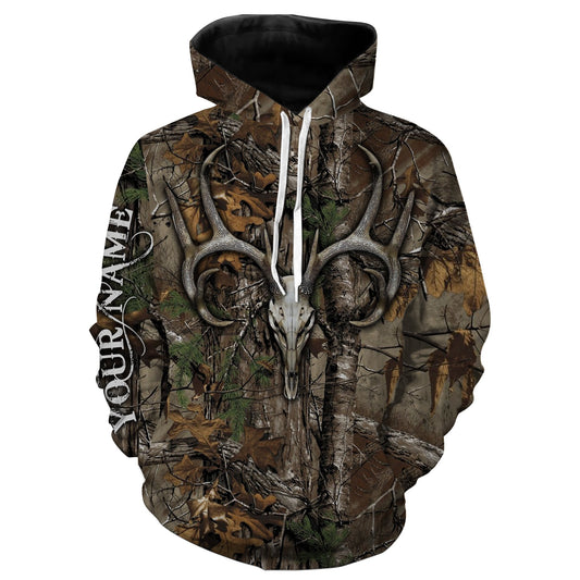 Personalized Deer Hunting camo Deer skull Custom name All over print shirts for Deer hunters - IPHW131 Hoodie