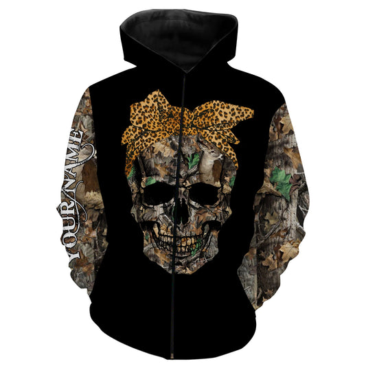 Hunting Women camo Custom All over print shirts - Personalized camo Shirts for girls Zip up hoodie