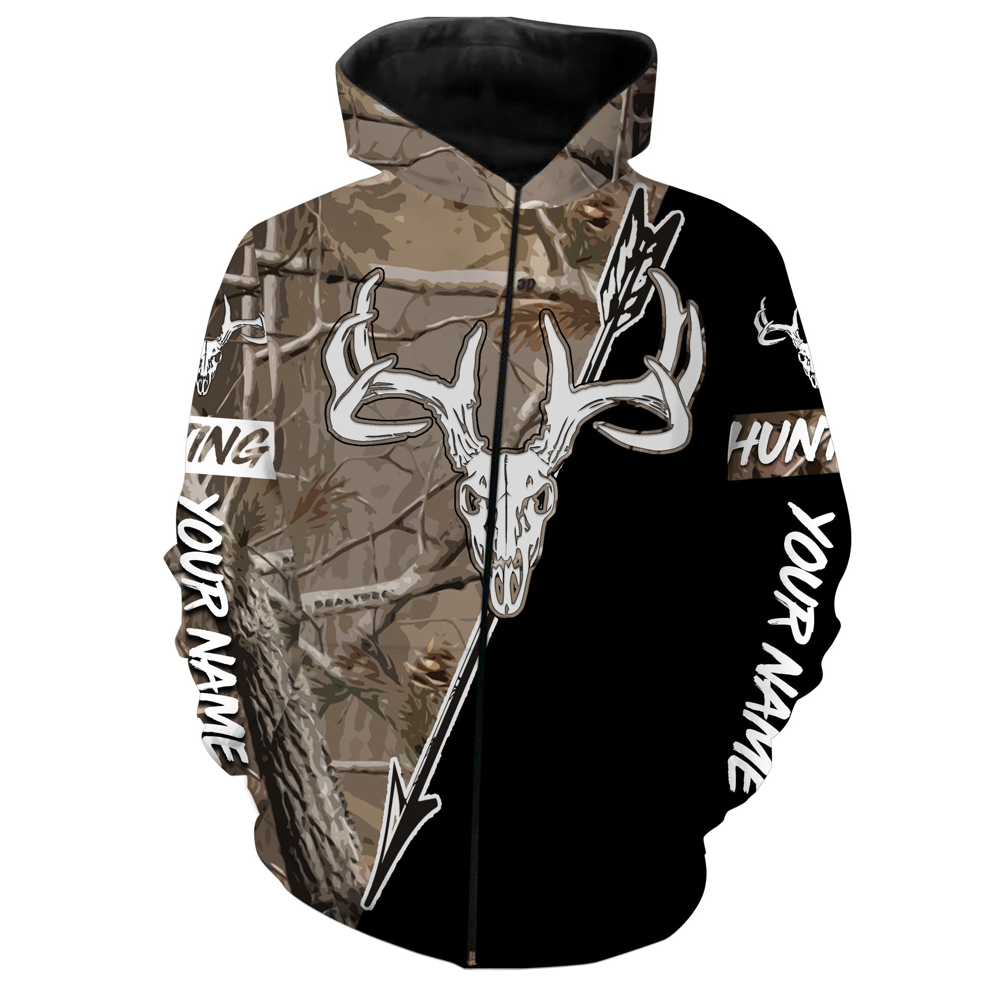 Personalized Bow Hunter Deer Hunting Camo Archery Custom All Over Print Shirts For Men Zip Up Hoodie Zip Up Hoodie