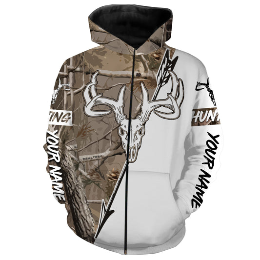 Bow Hunting Archery Deer skull Customzie 3D All over printed shirts - personalized hunting gifts for men Zip up hoodie