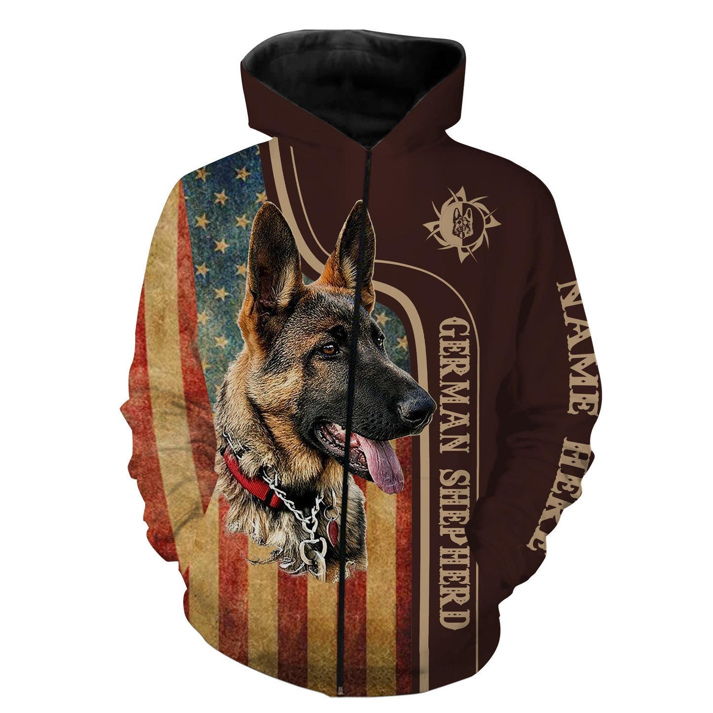 German Shepherd Dog Hunting American Flag Custom All over print Shirts Hoodie Zip up hoodie