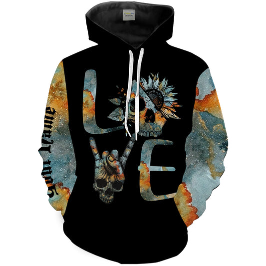 Love Skull Rock And Sunflower Skull Shirt Hoodie Hoodie