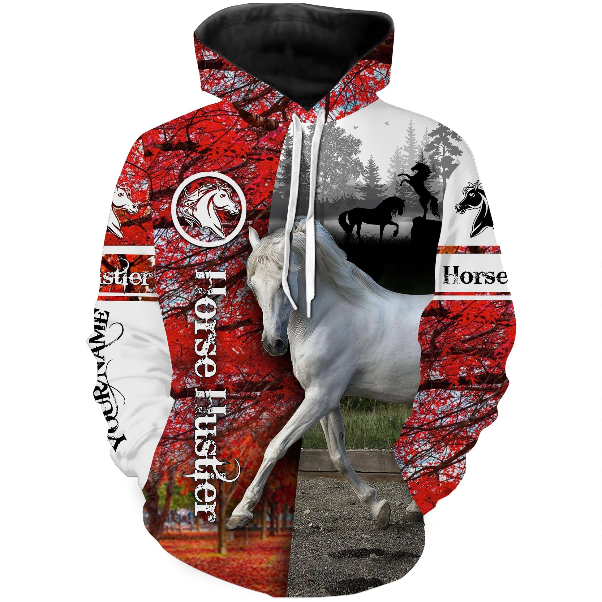 White Arabian Horse Fall Season Custom 3D Full Printing T Shirt Hoodie Hoodie