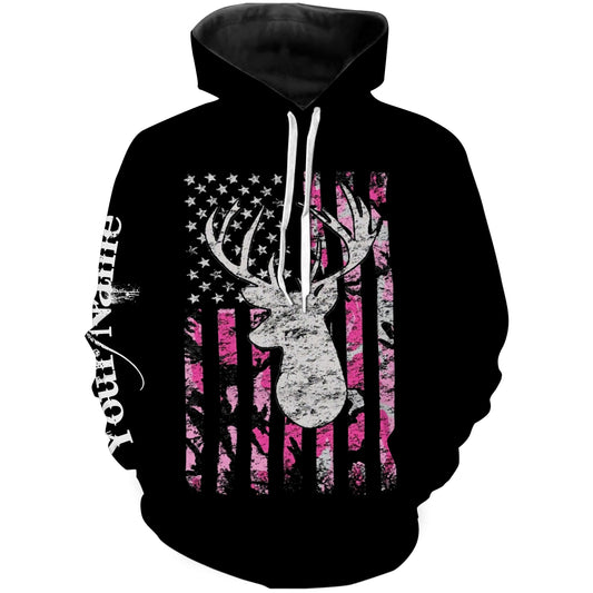 Country girl Deer hunting pink camo Customize All over print shirts - personalized Hunting apparel for girl and women - IPH2146