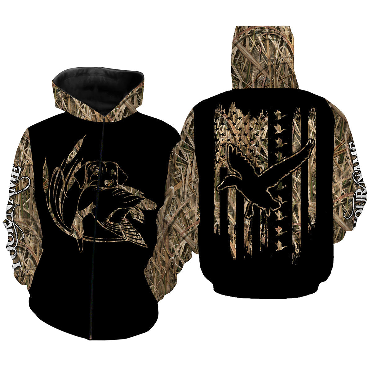 Custom Duck hunting dog camo Hunting 3D shirts for Hunting lovers - IPH2321 Zip up hoodie