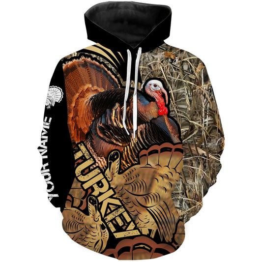 Wild turkey Hunting Camo Customize Name 3D All Over Printed Shirts NQS1077