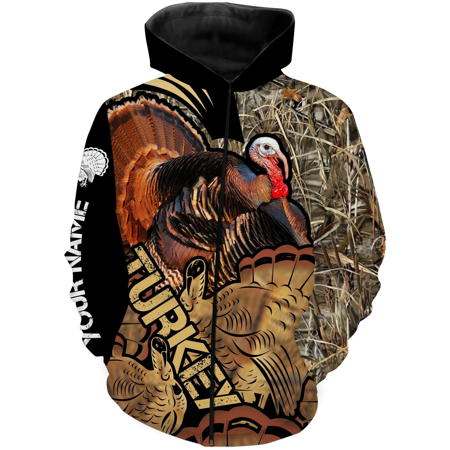 Wild turkey Hunting Camo Customize Name 3D All Over Printed Shirts NQS1077