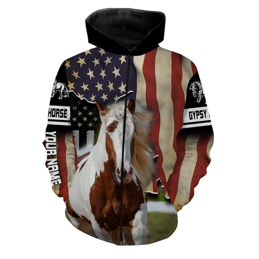 Gypsy Horse Vintage Style Customize Name 3D All Over Print Shirts  Zip Up Hoodie Zip Up Hoodie