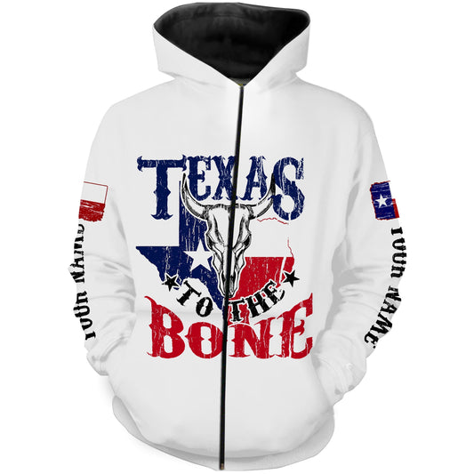 Texas Cow Skull Texas Flag Custom All over print Shirts Zip up hoodie