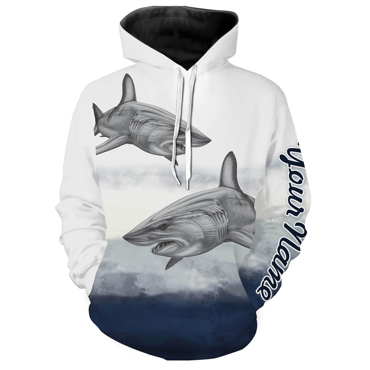 Shark Fishing Customize Name 3D All Over Printed Shirts For Adult And Kid Personalized Fishing Gift NQS260 Hoodie