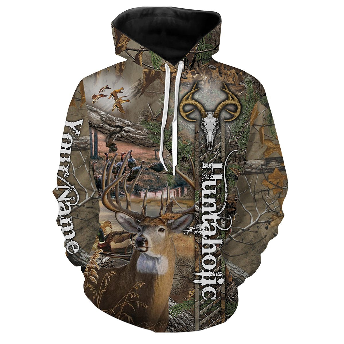 Deer Hunting Camo Huntaholic Customize Name 3D All Over Printed Shirts Personalized gift For Hunting Lovers NQS697 Hoodie