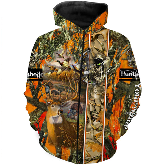 Bow Hunting T Shirt Deer Hunting Customize Name 3D All Over Printed Shirts Nqs960 Zip Up Hoodie Zip Up Hoodie