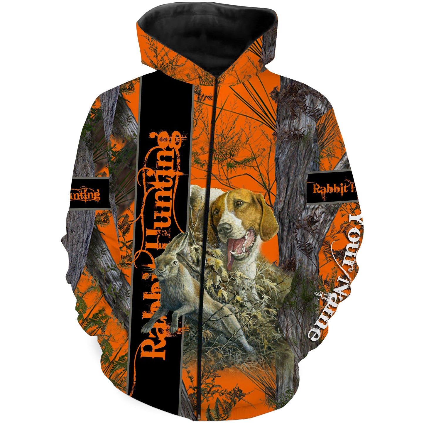 Rabbit hunting with beagles orange camo rabbit hunting dogs Customize Name 3D All Over Printed Shirts Personalized gifts for rabbit hunter NQS1431