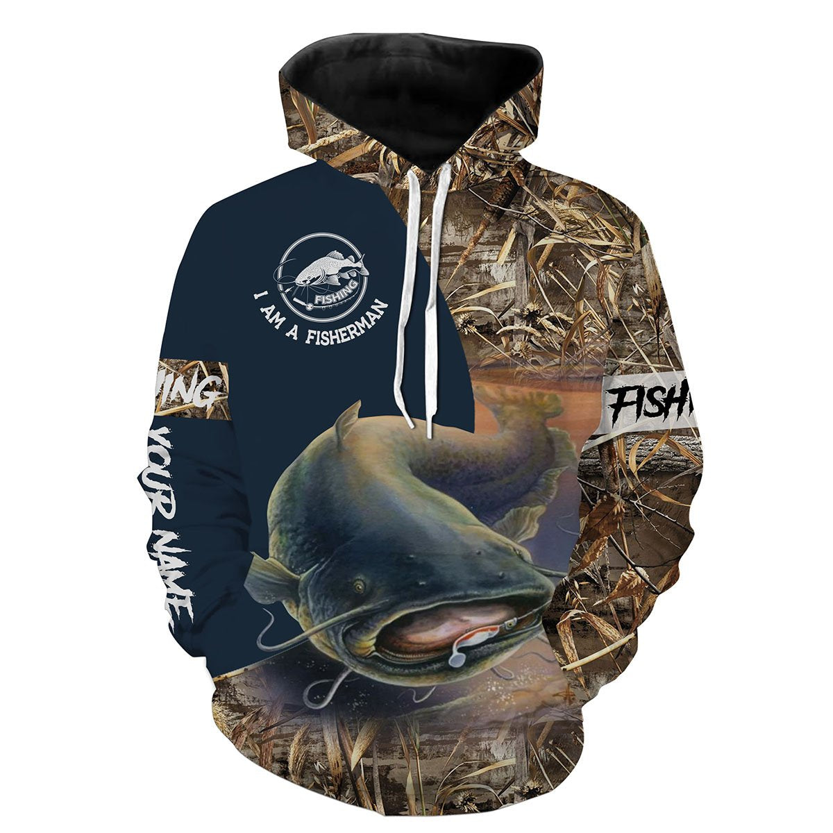 Catfish Fishing I am a fisherman Customize Name 3D All Over Printed Shirts For Adult And Kid Personalized Fishing Gift NQS590 Hoodie