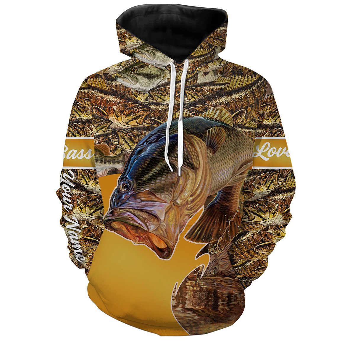 Largemouth Bass Fishing Camo Customize Name All Over Print Shirts Hoodie Hoodie