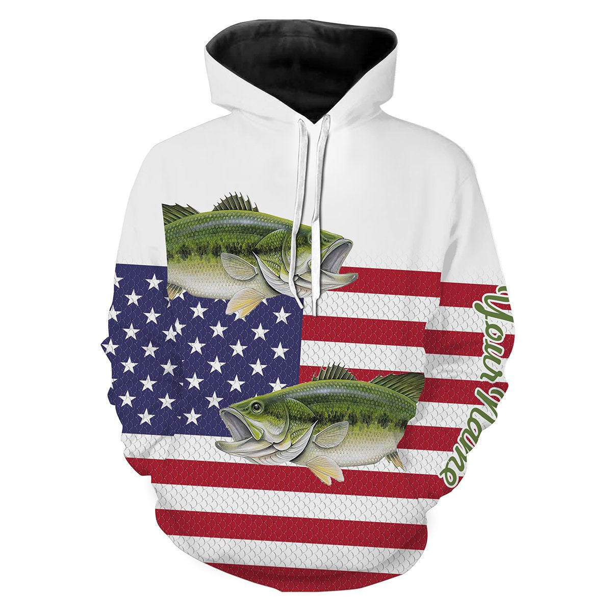 Largemouth Bass Fishing American Flag Patriotic 4th of July Customize name All over print shirts NQS476