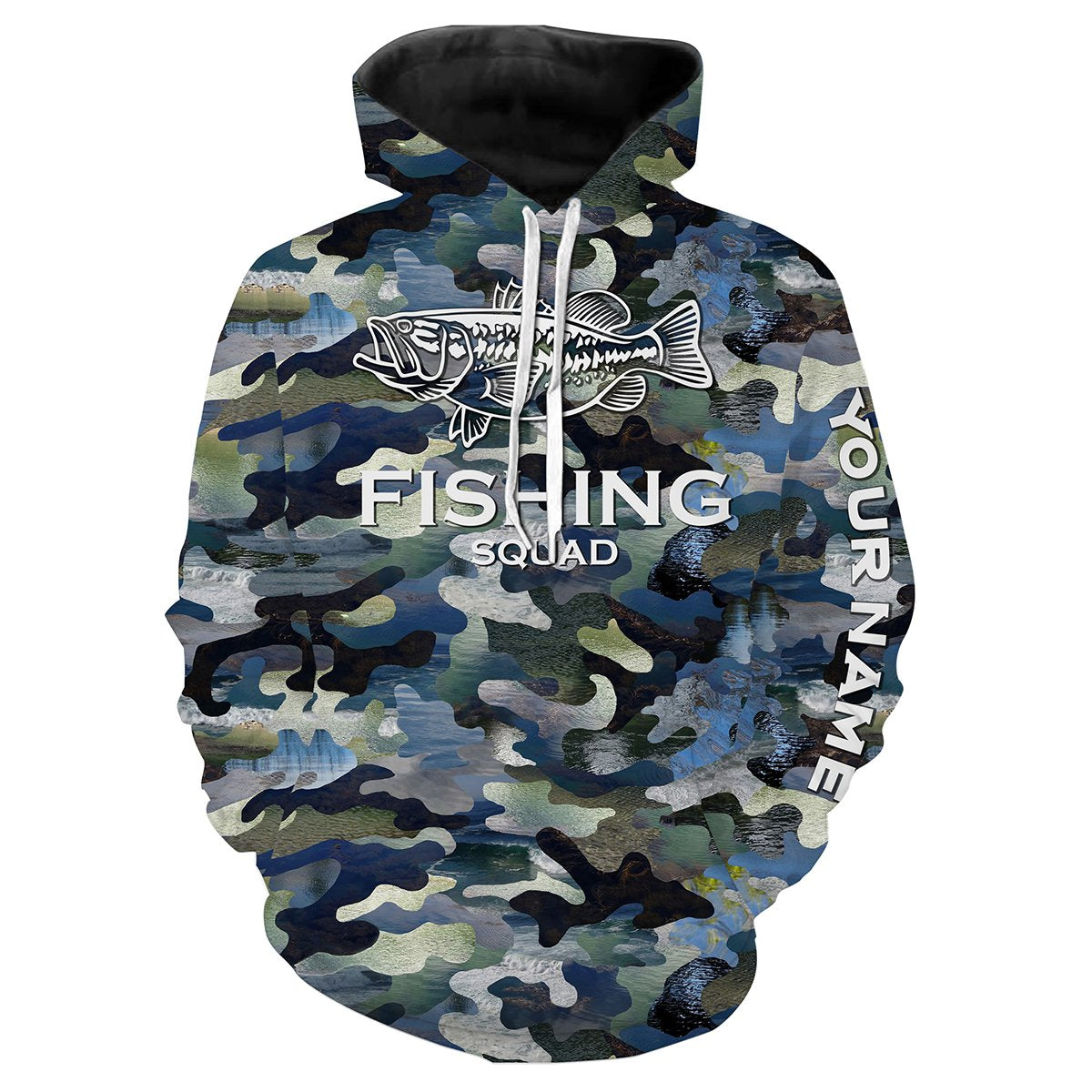 Bass Fishing Squad Fishing Camo Customize Name 3D All Over Printed Fishing Shirts NQS373