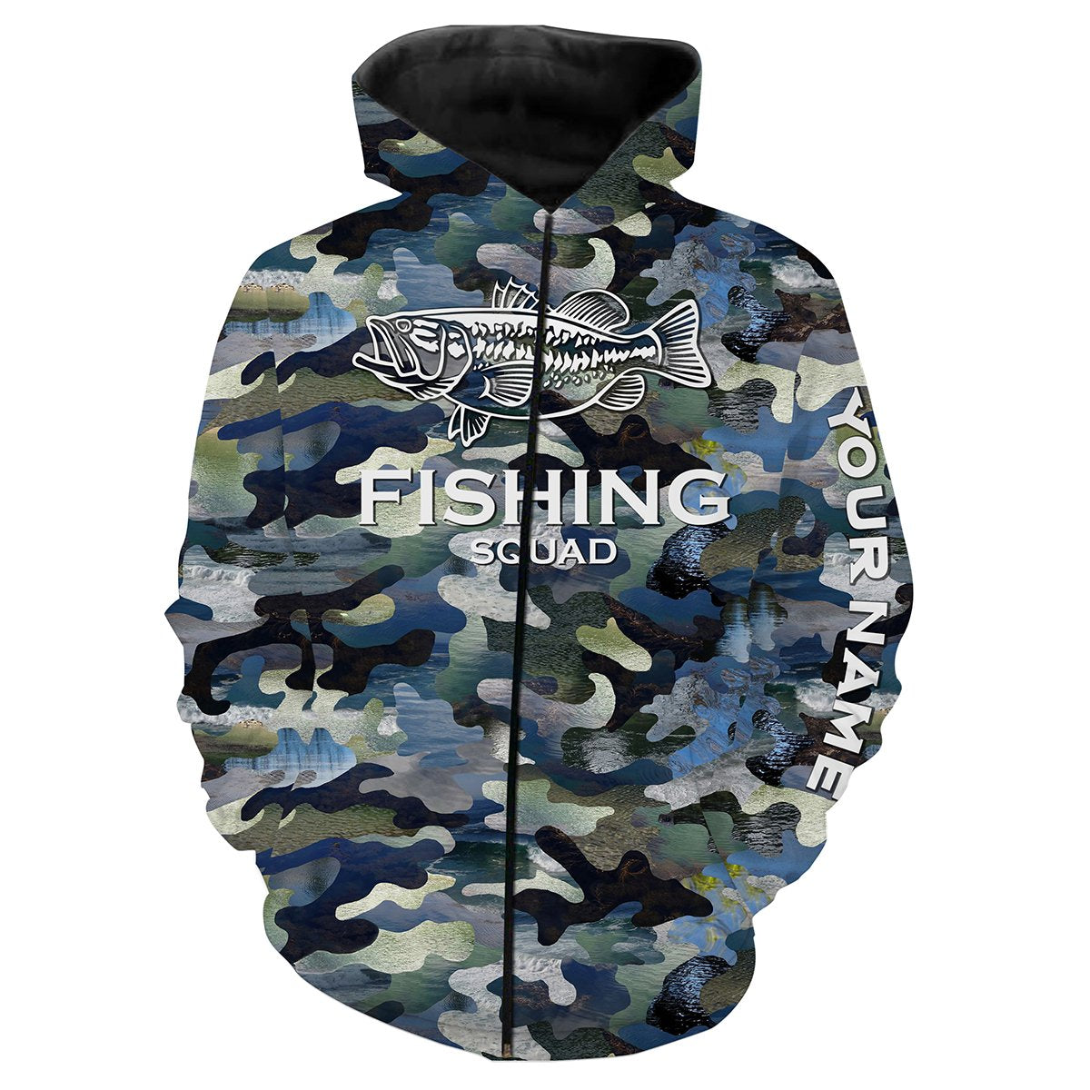 Bass Fishing Squad Fishing Camo Customize Name 3D All Over Printed Fishing Shirts NQS373