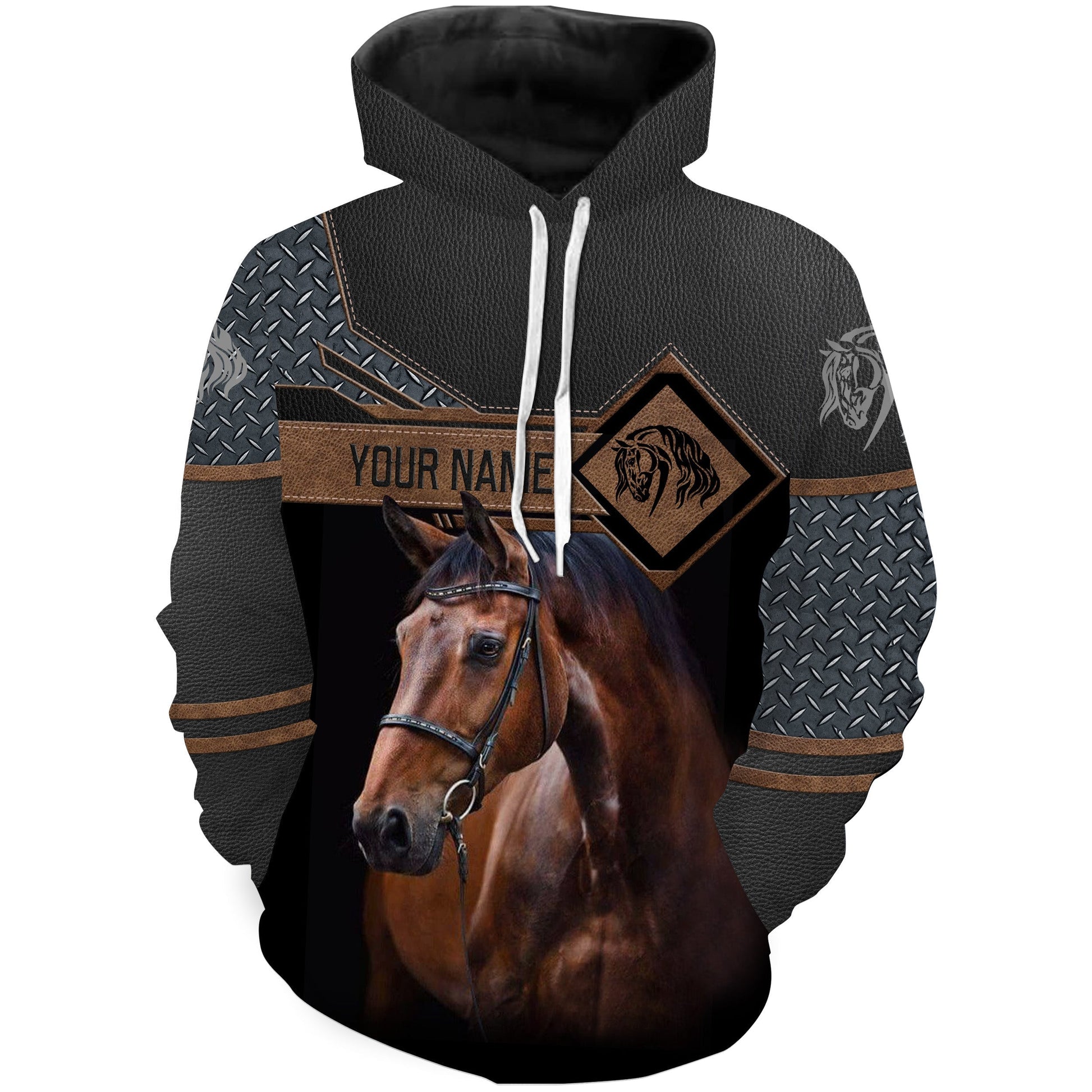 Love Horse Customize Name 3D All Over Printed Shirts Personalized brown Horse Lovers gift For Adult And Kid NQS3000